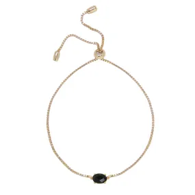 Onyx & Gold Adjustable Chain Bracelet