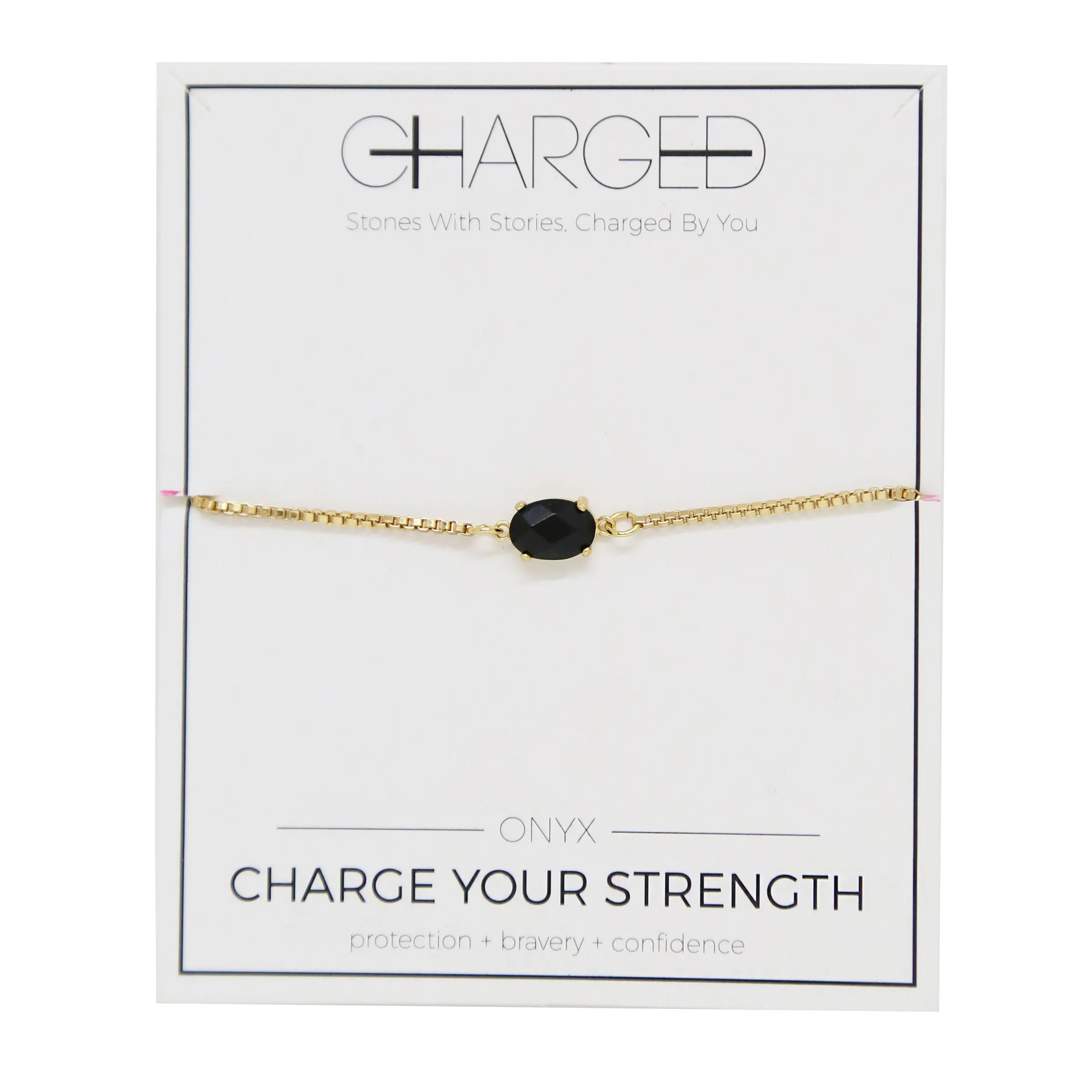 Onyx & Gold Adjustable Chain Bracelet