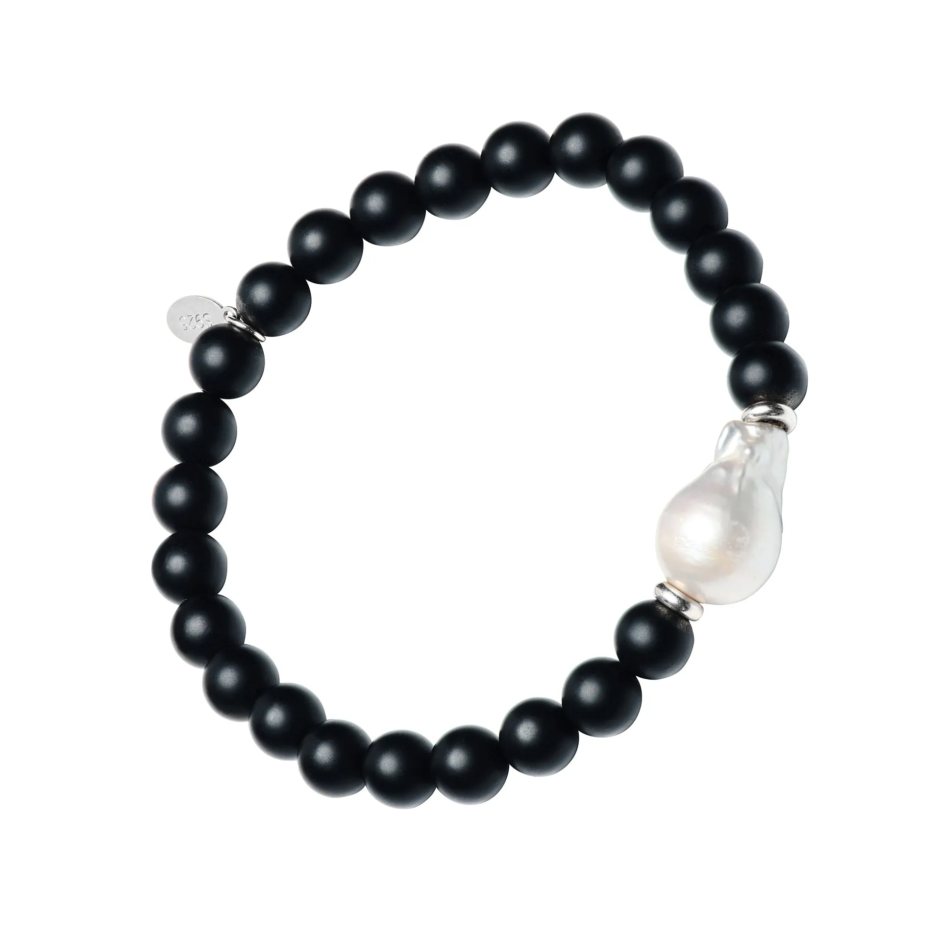 Onyx & Pearl Beaded Flex Bracelet