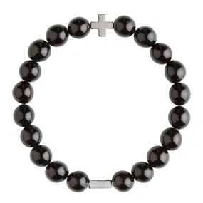 Onyx & Silver Elastic Bracelet