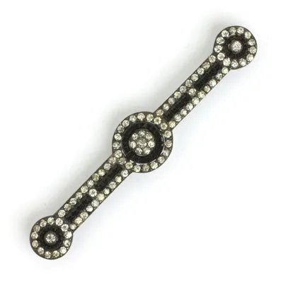 Onyx, Diamanté & Sterling Bar Brooch by Fishel, Nessler