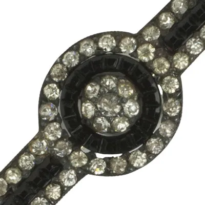 Onyx, Diamanté & Sterling Bar Brooch by Fishel, Nessler