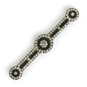 Onyx, Diamanté & Sterling Bar Brooch by Fishel, Nessler