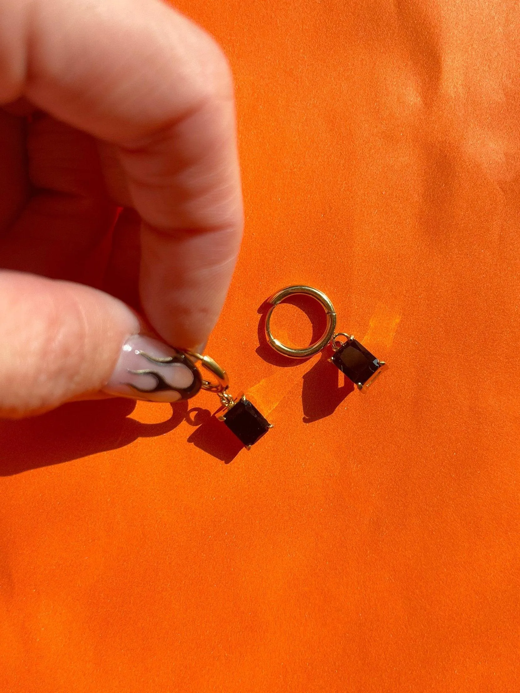 Onyx Hoop Earrings