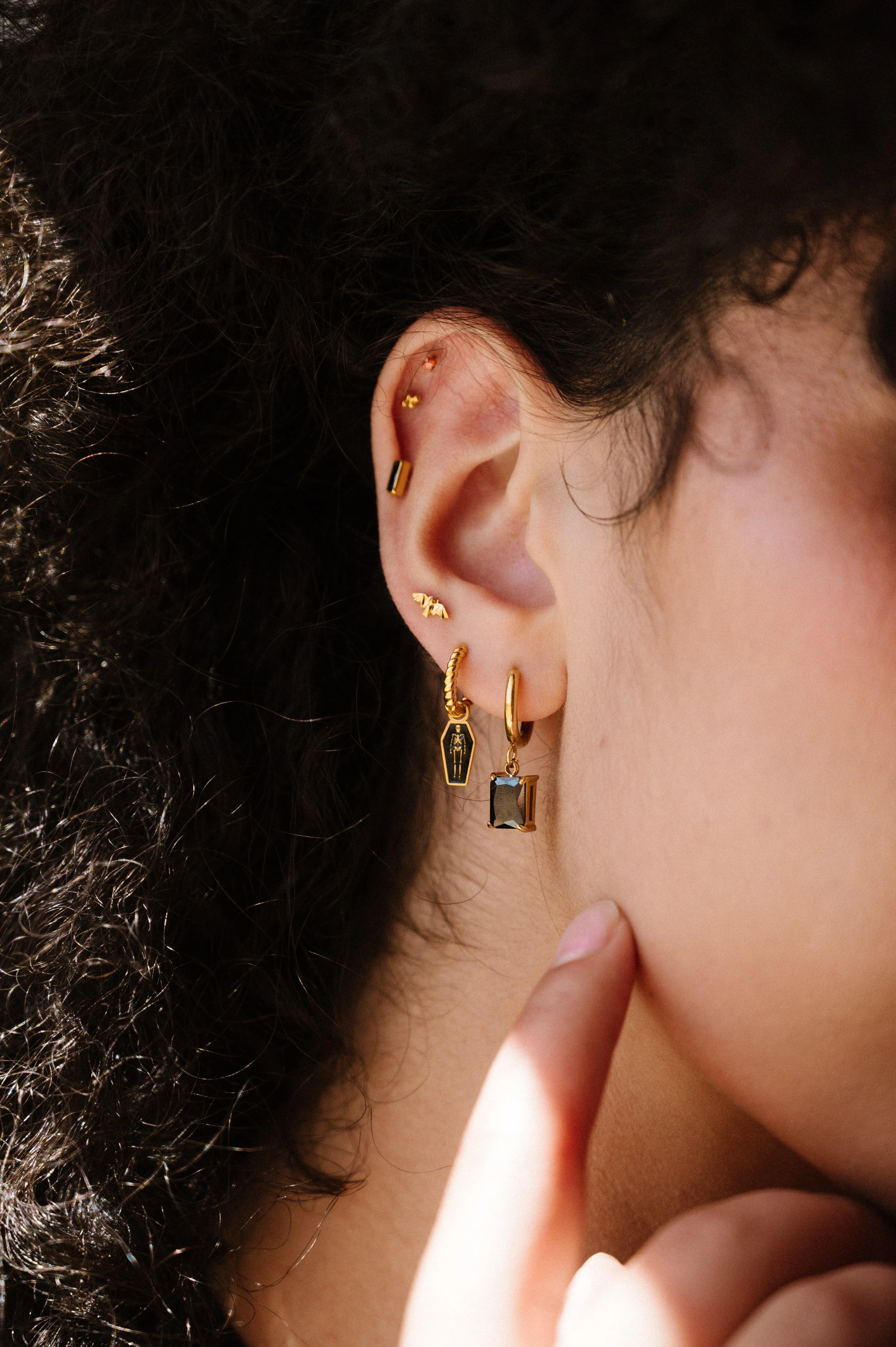 Onyx Hoop Earrings