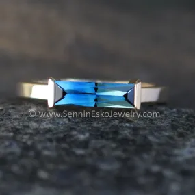 Open Channel Set Ring - Depicted with a 0.8 carat Open Color Sapphire Baguette (Setting Only, Center Stone Sold Separately)