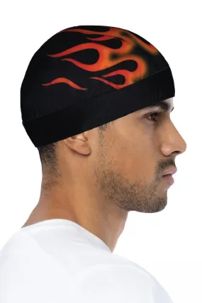 Orange Flames Skull Cap Soaker Weight w/Inner Elastic Band