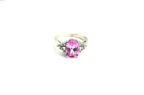 Oval Pink and Diamond Ring