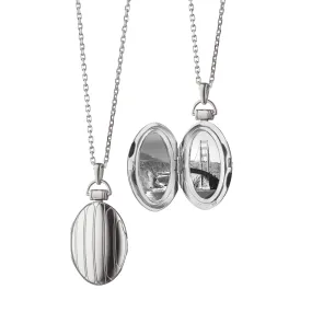 Oval Pinstripe Locket Necklace