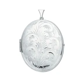 Oval Shaped 925 Silver Locket Pendant Necklace