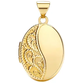 Oval Shaped Locket Pendant Necklace in 9ct Yellow Gold