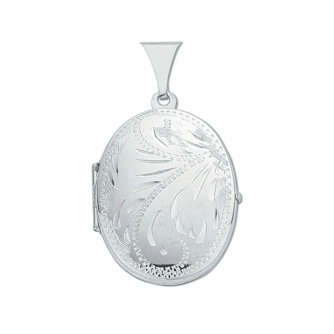 Oval Shaped Sterling Silver 925 Locket Pendant Necklace