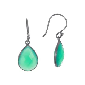 Pear Drop Green Onyx Earrings