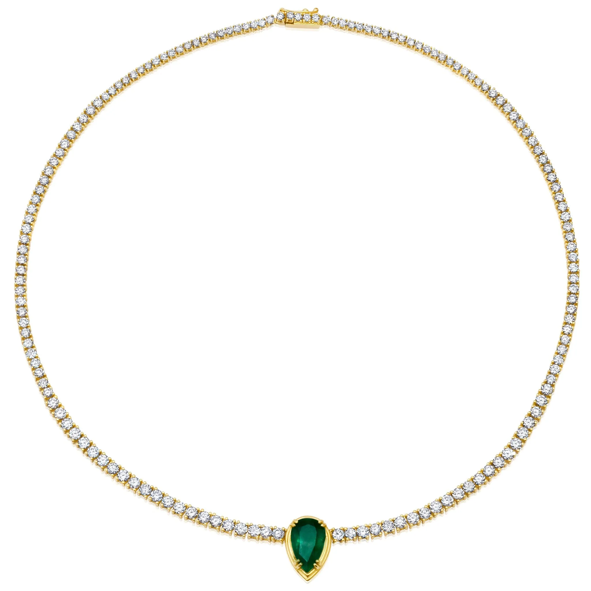 Pear Emerald   Diamond Collar Necklace