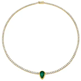 Pear Emerald   Diamond Collar Necklace