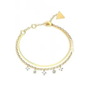 Perfect Liaison White Charms Chain Gold Bracelet UBB03068YGWHL