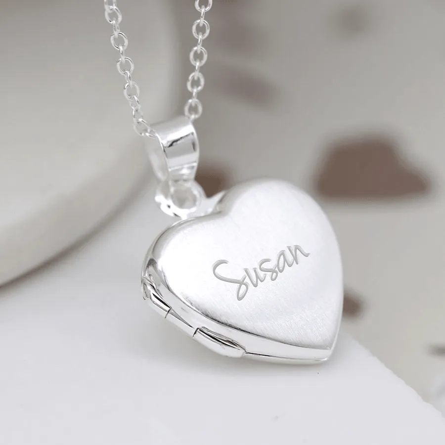 Personalised Sterling Silver Brushed Heart Locket