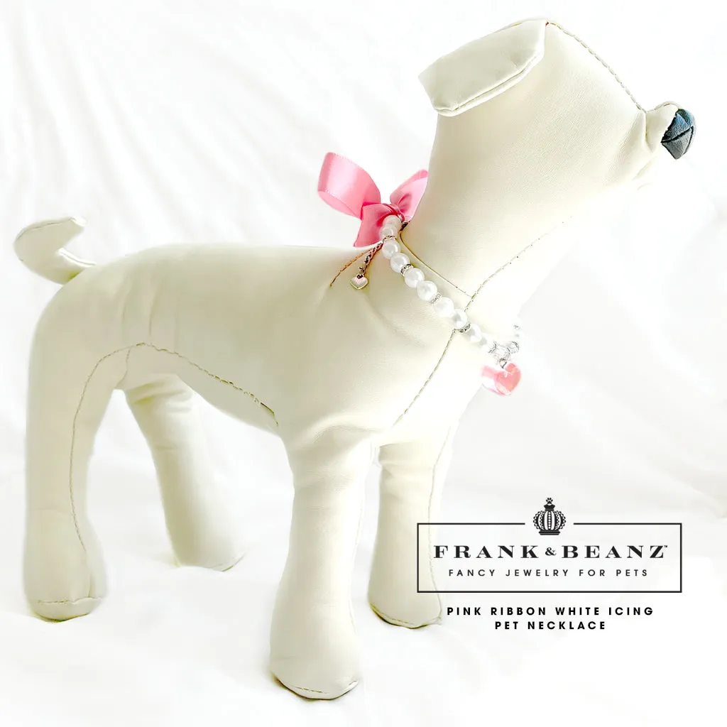 Pink Ribbon White Icing Sweetie Dog Necklace Luxury Pet Jewelry