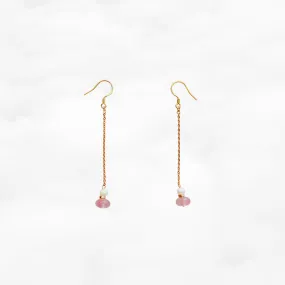 Plum Blossom Pink Quartz Dangle Earrings