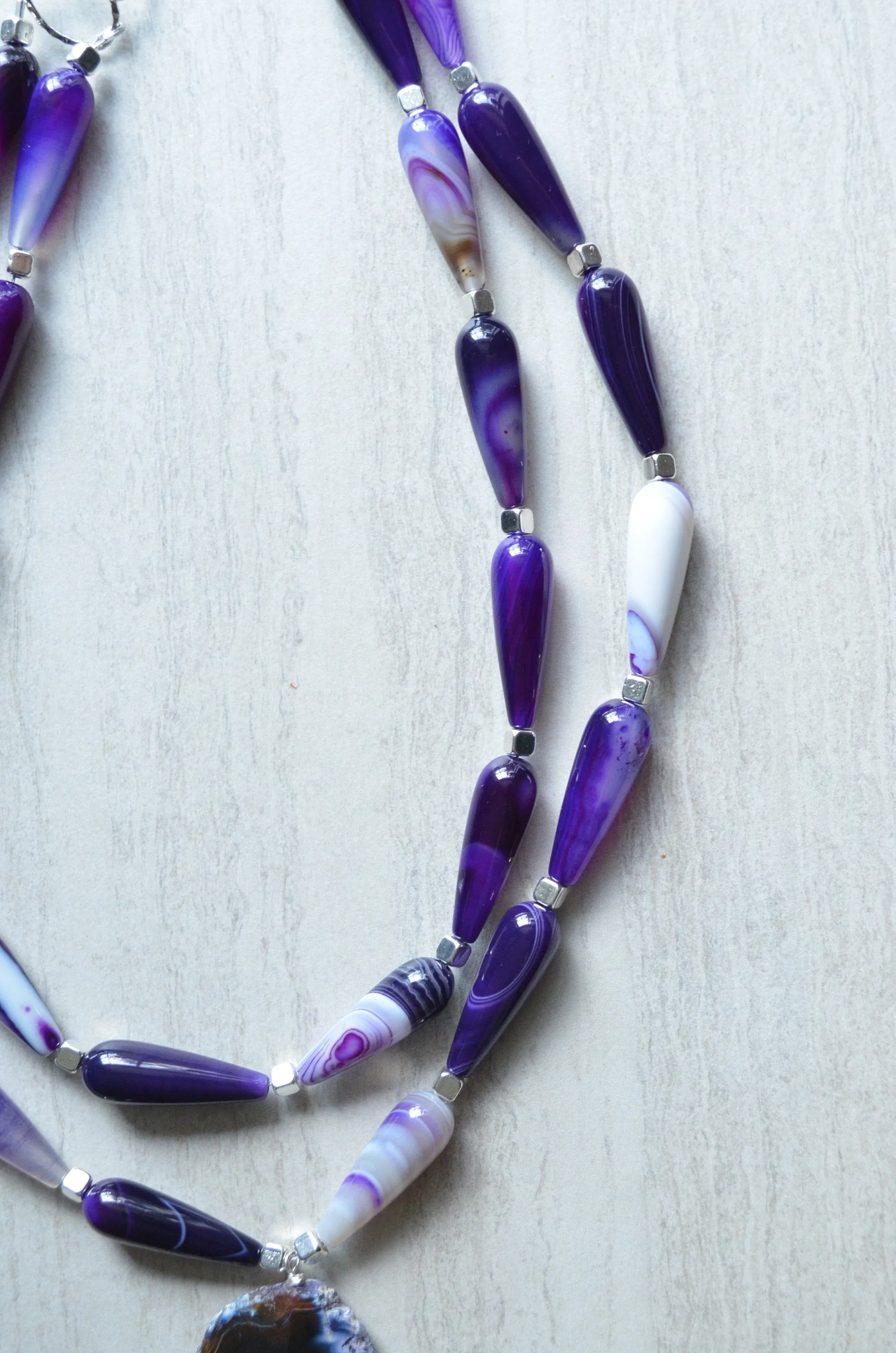 Purple Statement Necklace, Pendant Necklace, Bead Necklace, Long Stone Necklace