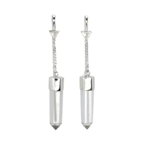 QUARTZ CRYSTAL POINT PULL THROUGH EARRINGS - SILVER