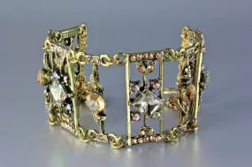 "Ladder To My Heart" - Swarovski Crystal Antiqued Brass Bracelet