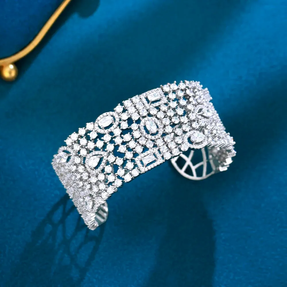 "Marrakesh" - Luxury Cubic Zirconia Bridal Cuff Bracelet