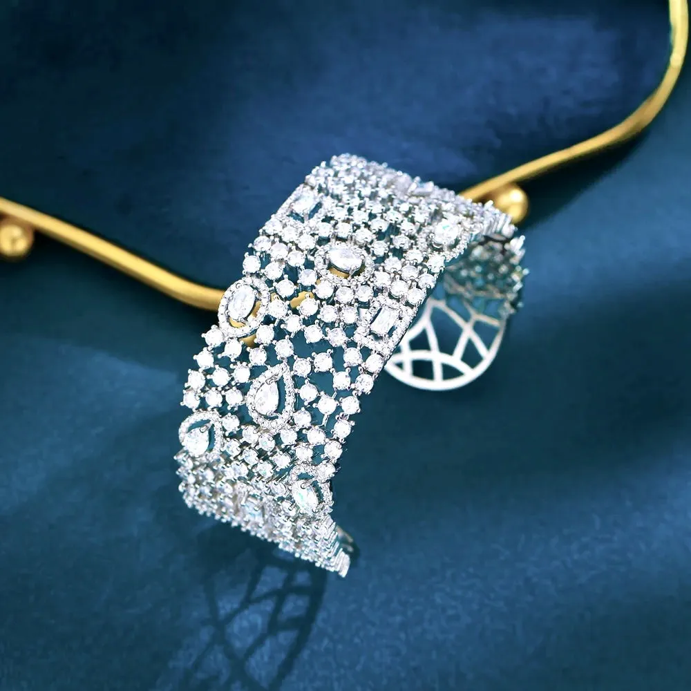 "Marrakesh" - Luxury Cubic Zirconia Bridal Cuff Bracelet