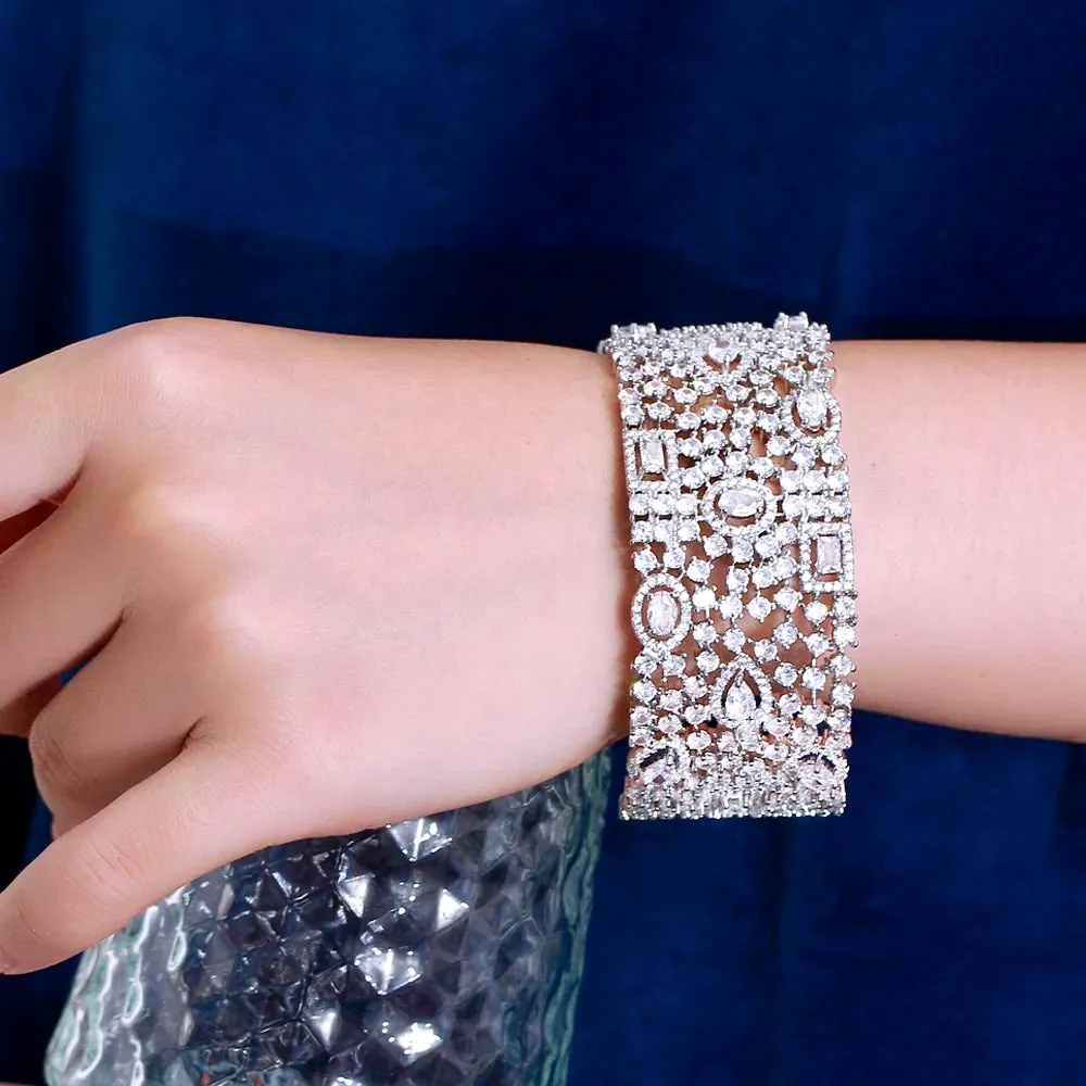 "Marrakesh" - Luxury Cubic Zirconia Bridal Cuff Bracelet