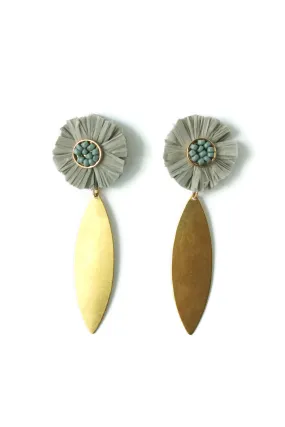 Rachel Raffia Marquise Brass Earrings