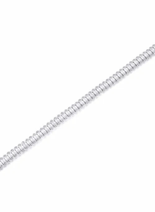 Rectangle CZ Tennis Bracelet Silver 5mm