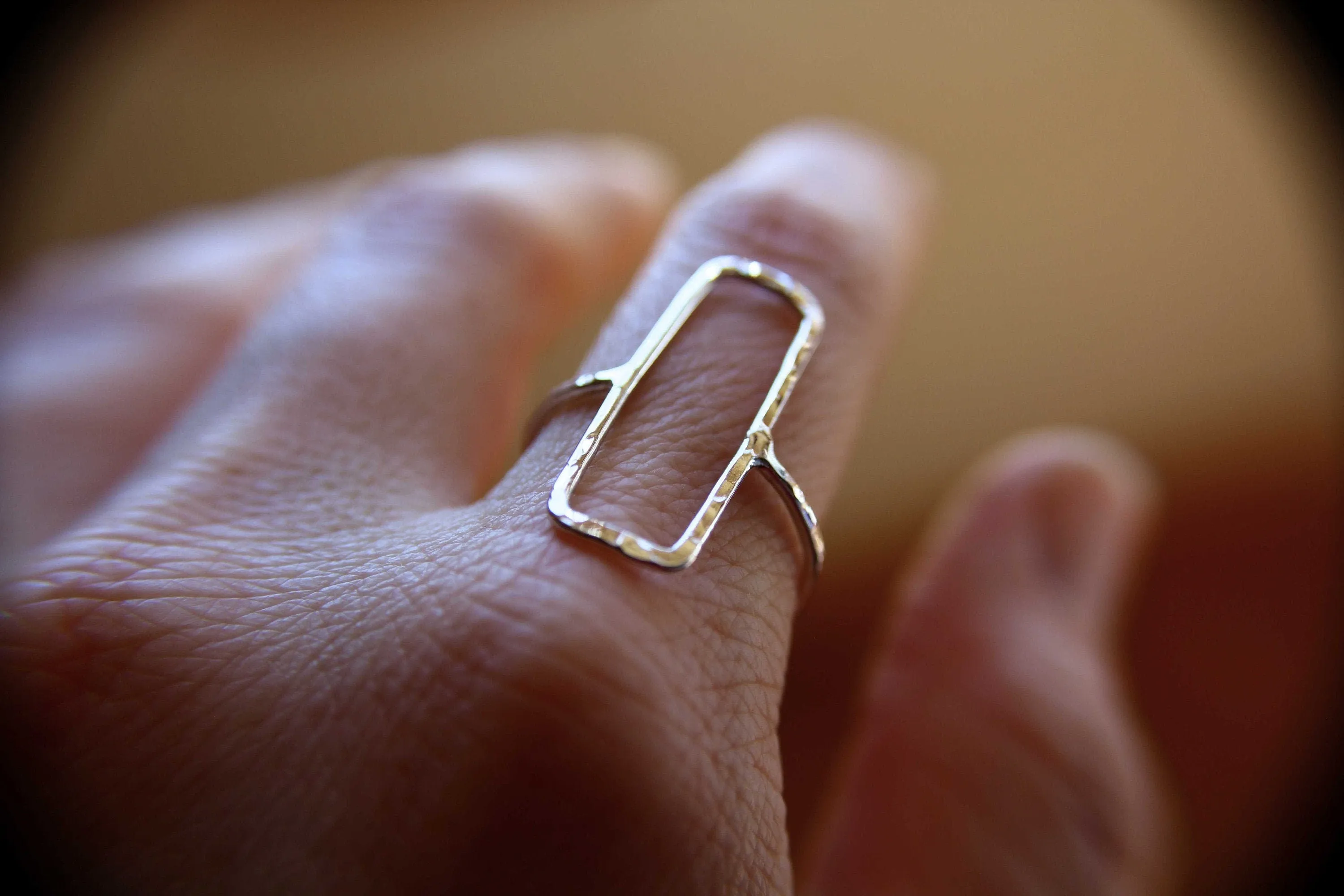 Rectangle Ring, Open Rectangle Ring, Long Modern Ring, Simple Open Ring, Rose Gold Ring, Open Rectangle Jewelry, Rectangle, Geometric Ring