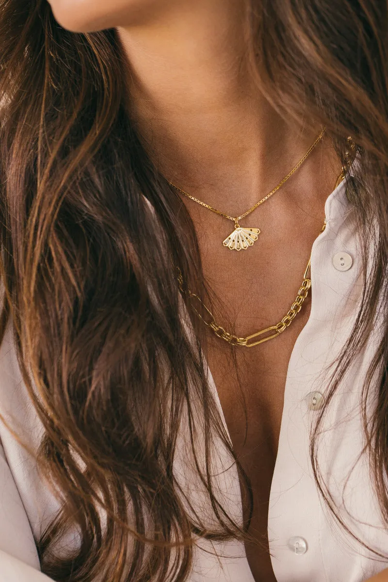 Rosario fan necklace gold plated  