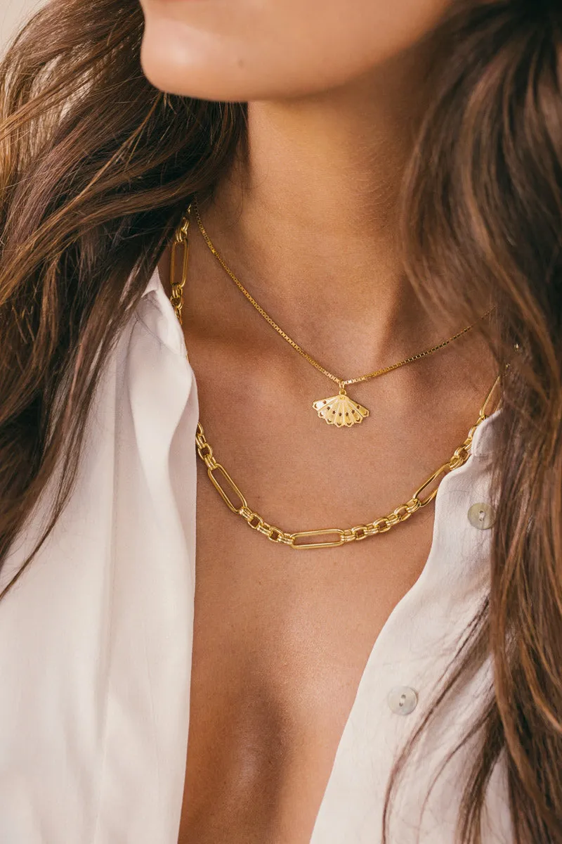 Rosario fan necklace gold plated  