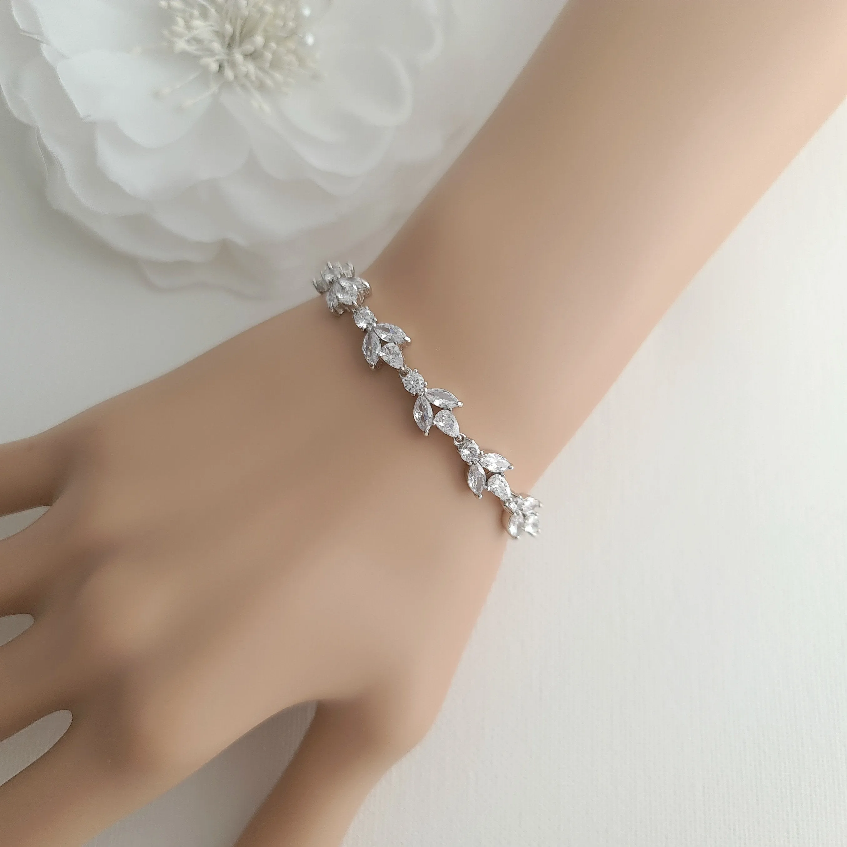 Rose Gold Bride Bracelet for Wedding Day-Anya