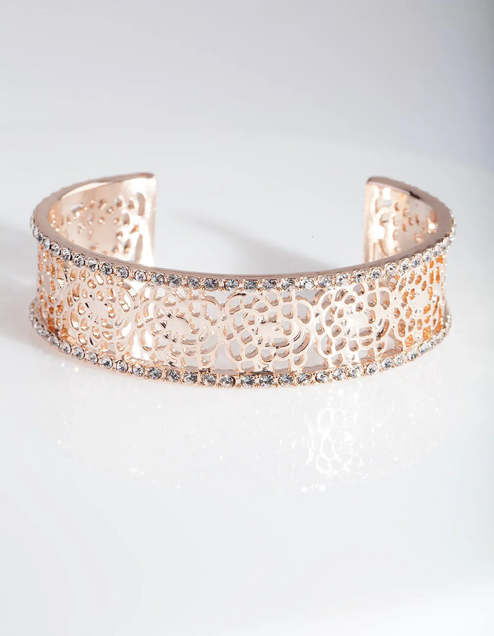 Rose Gold Diamante Filigree Cuff