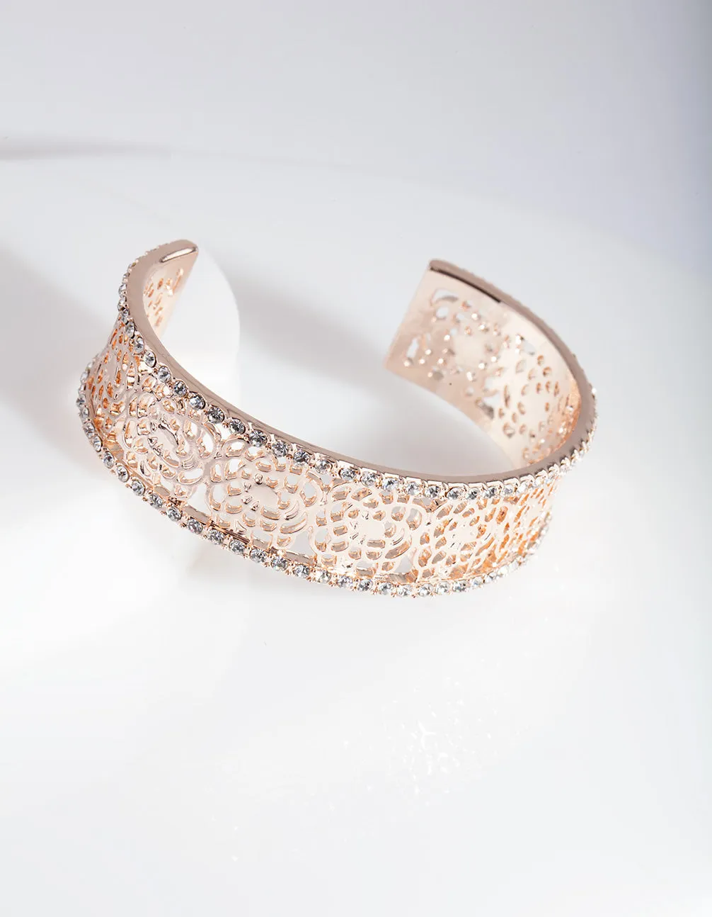 Rose Gold Diamante Filigree Cuff