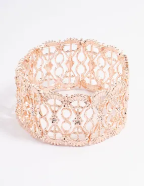 Rose Gold Mixed Filigree Stretch Bracelet