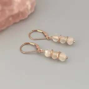 Rose Quartz Earrings Dangle Rose Gold, Gold, Silver boho jewelry