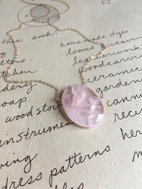 Rose Quartz Pendant Necklace on 14K Gold Fill or Sterling Silver