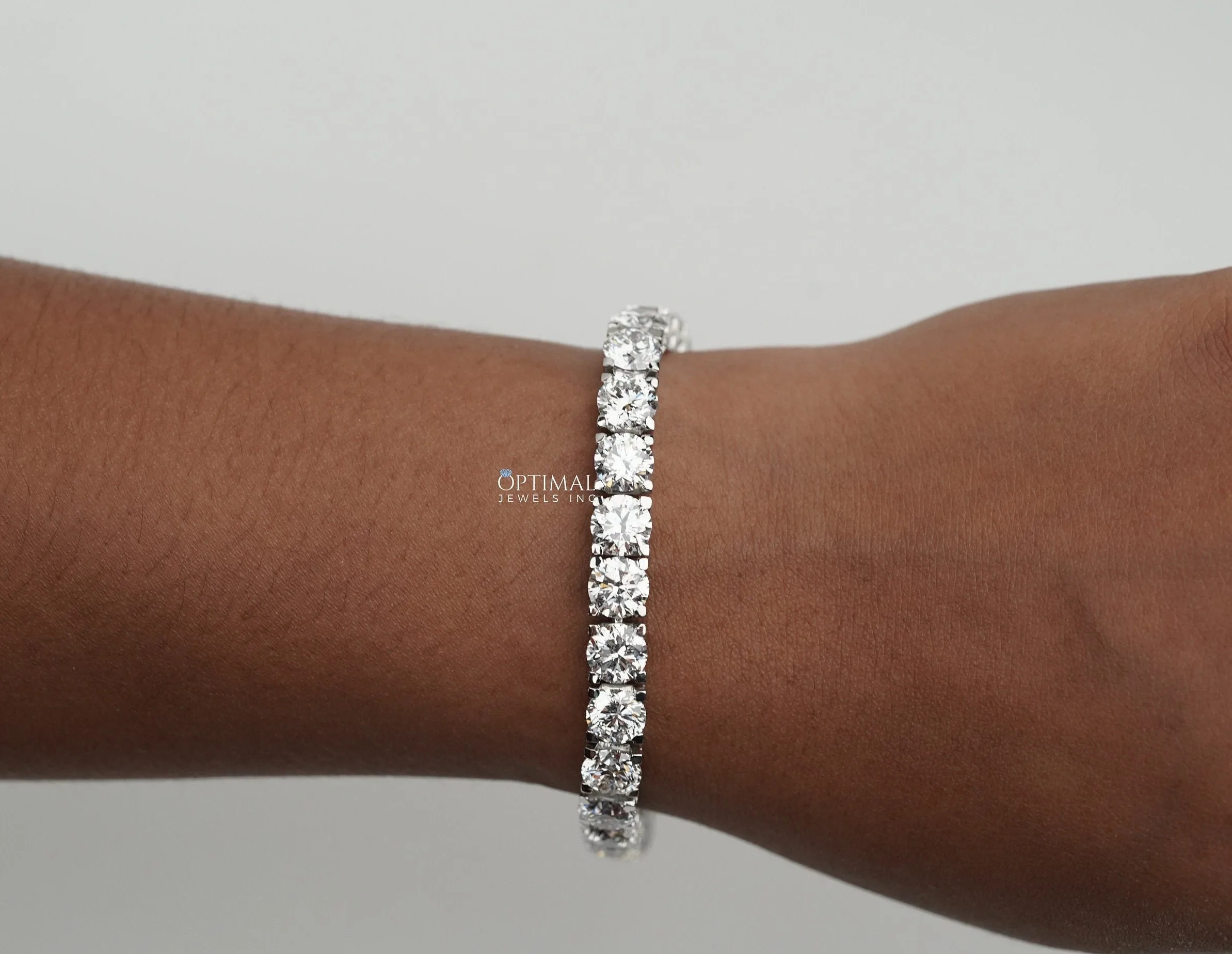 Round Lab Diamond Tennis Bracelet, 23.00 CTW Round Cut Lab-Grown