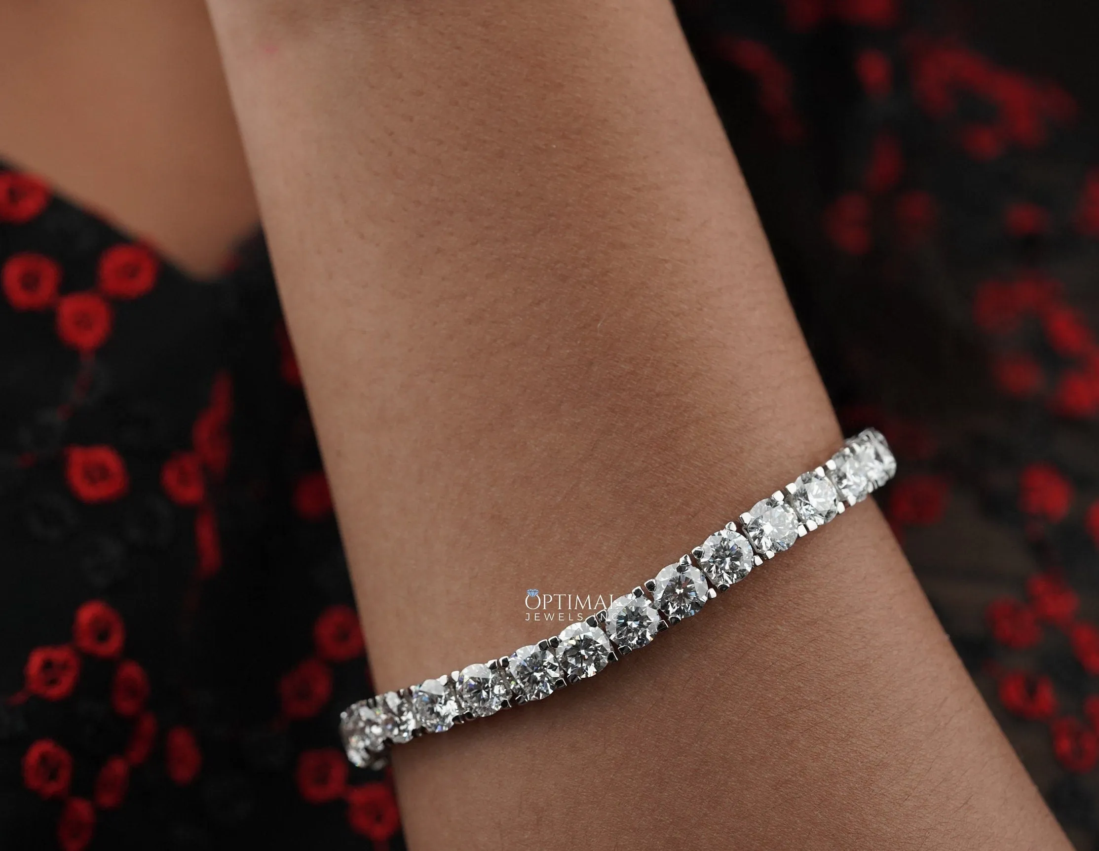 Round Lab Diamond Tennis Bracelet, 23.00 CTW Round Cut Lab-Grown