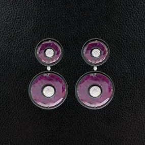 Ruby, Onyx & Diamond Dangle Earrings