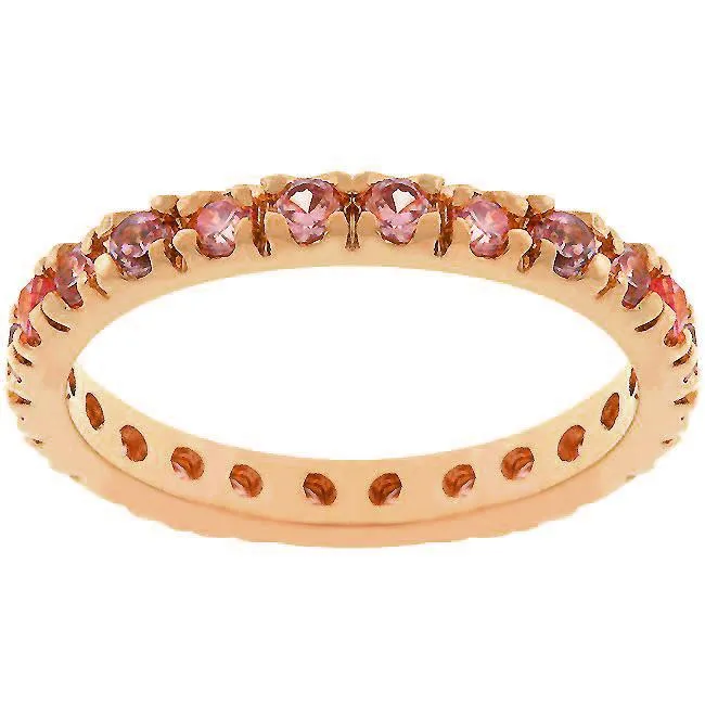 Sari Pink CZ Eternity Stackable Ring | 1ct | Rose Gold