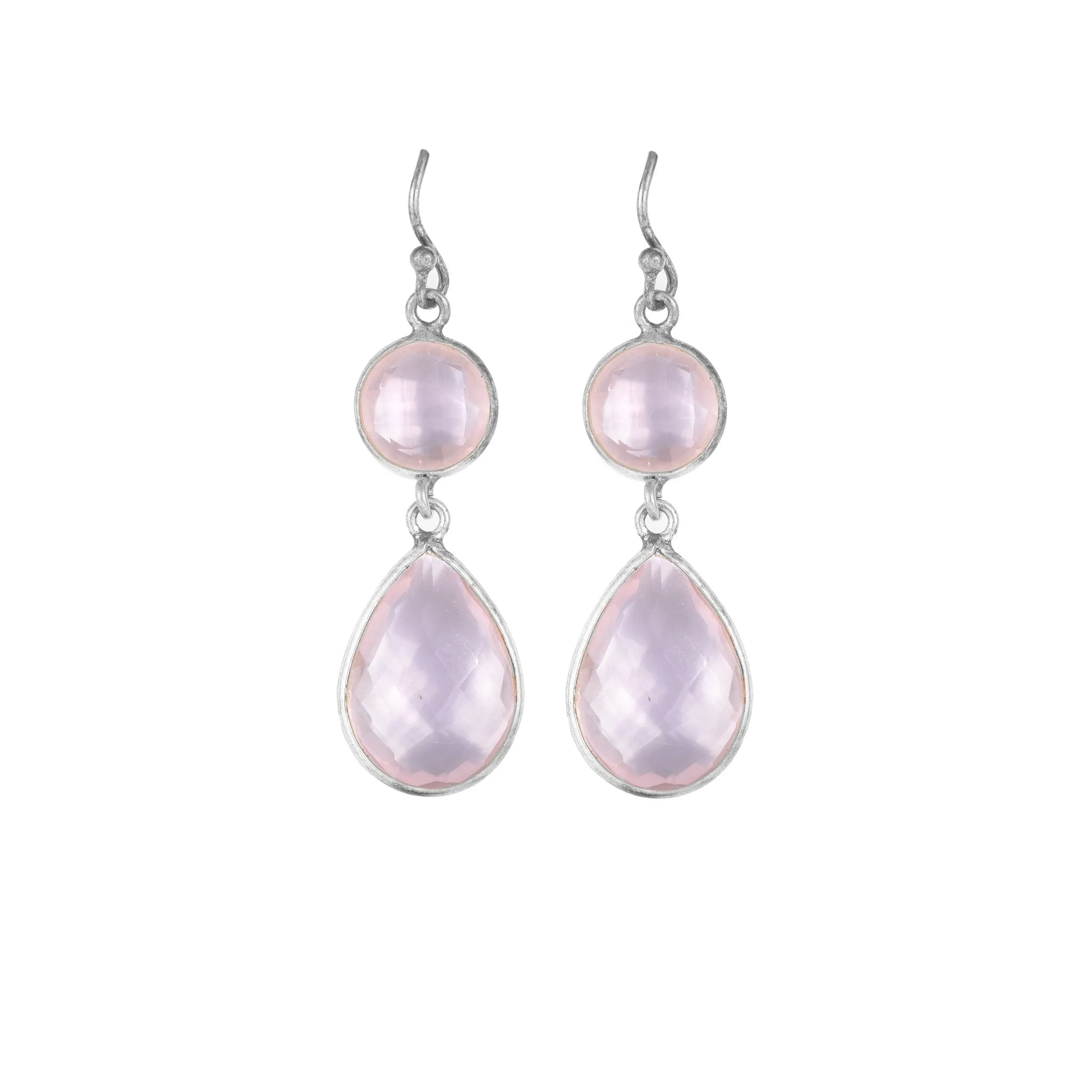 Silver And Rose Quartz Earrings