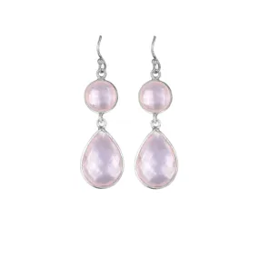 Silver And Rose Quartz Earrings