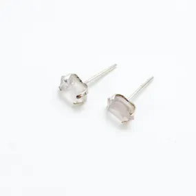 Silver Faceted Rose Quartz Studs