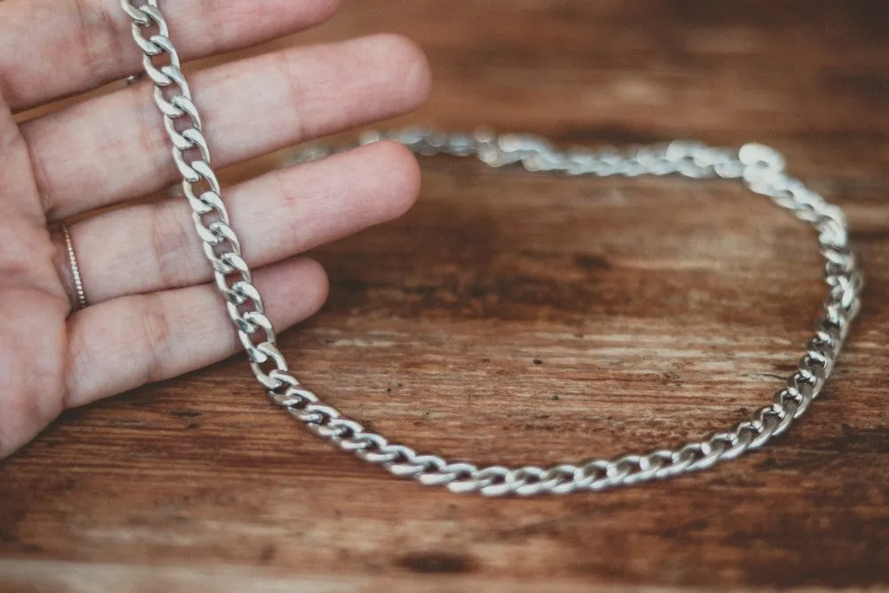 Silver links chain necklace for men, men's necklace, thick cable chain, gift for him, minimalist mens jewelry, gourmet chain, fathers day