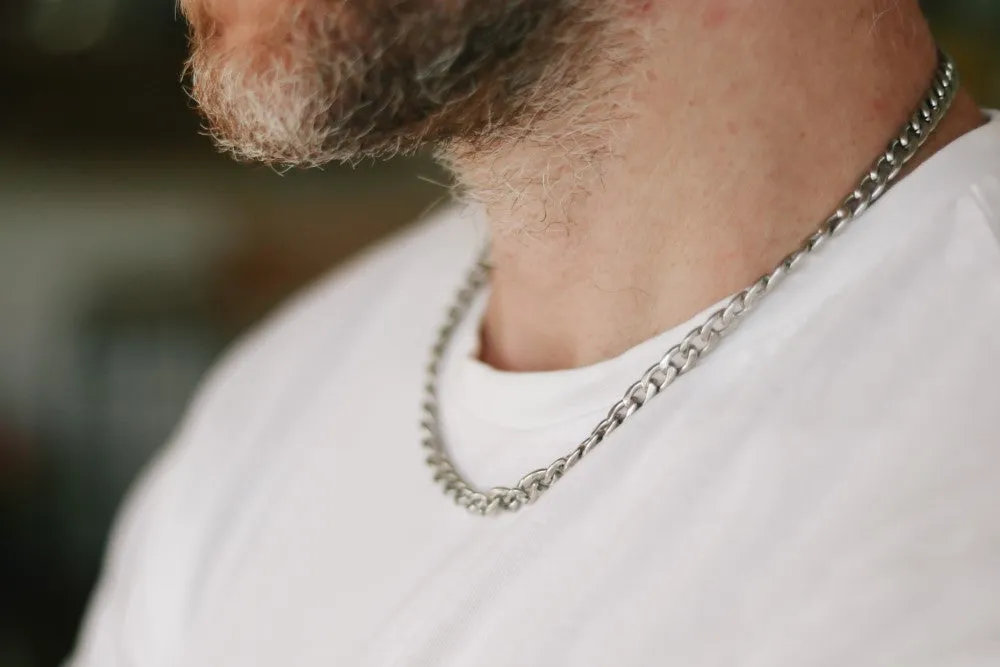 Silver links chain necklace for men, men's necklace, thick cable chain, gift for him, minimalist mens jewelry, gourmet chain, fathers day