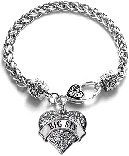 Silver Pave Heart Charm Bracelet with Cubic Zirconia